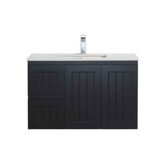 600-1500*460*580mm Lukka Archill Federation Matt Black PVC Fluted Wall Hung Vanity
