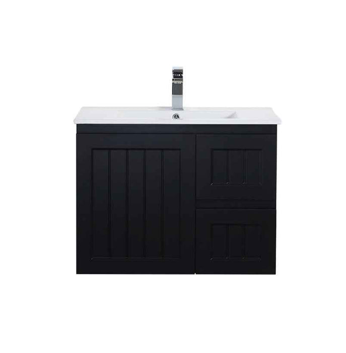 600-1500*460*580mm Lukka Archill Federation Matt Black PVC Fluted Wall Hung Vanity