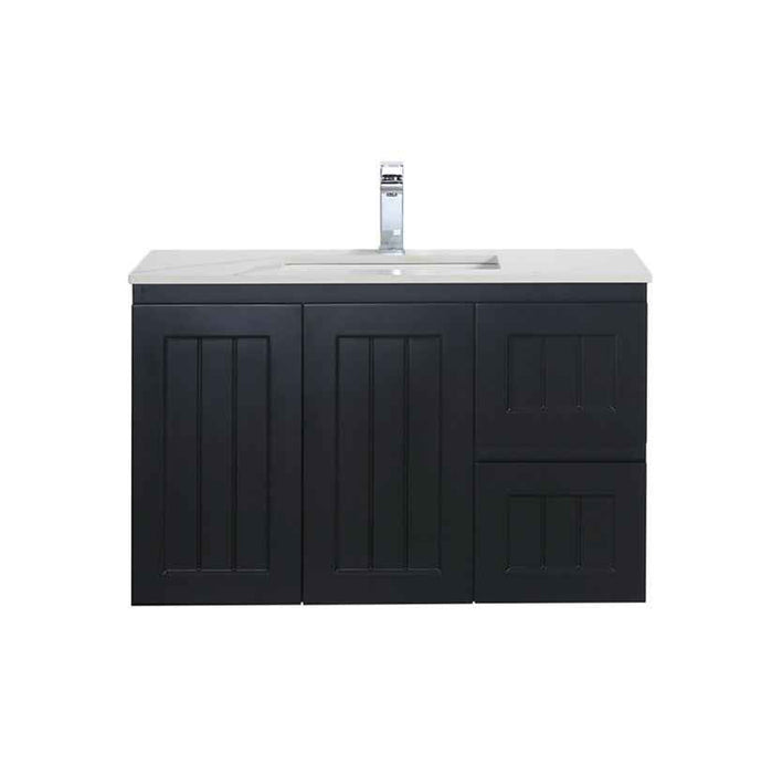 600-1500*460*580mm Lukka Archill Federation Matt Black PVC Fluted Wall Hung Vanity