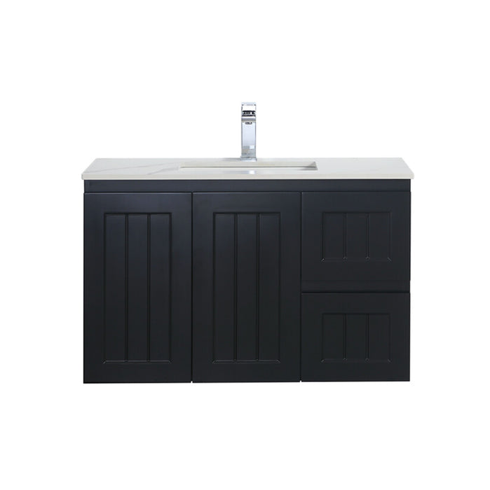 900-1500*460mm Acacia Matte Black Bathroom Vanity Wall Hung Left/Right Drawers Cabinet Only and Ceramic/Stone Top Available - HD reno