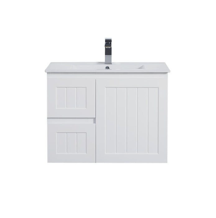 600-750*460mm Acacia Matte White Bathroom Vanity Wall Hung Left/Right Drawers Cabinet Only and Ceramic/Stone Top Available - HD reno