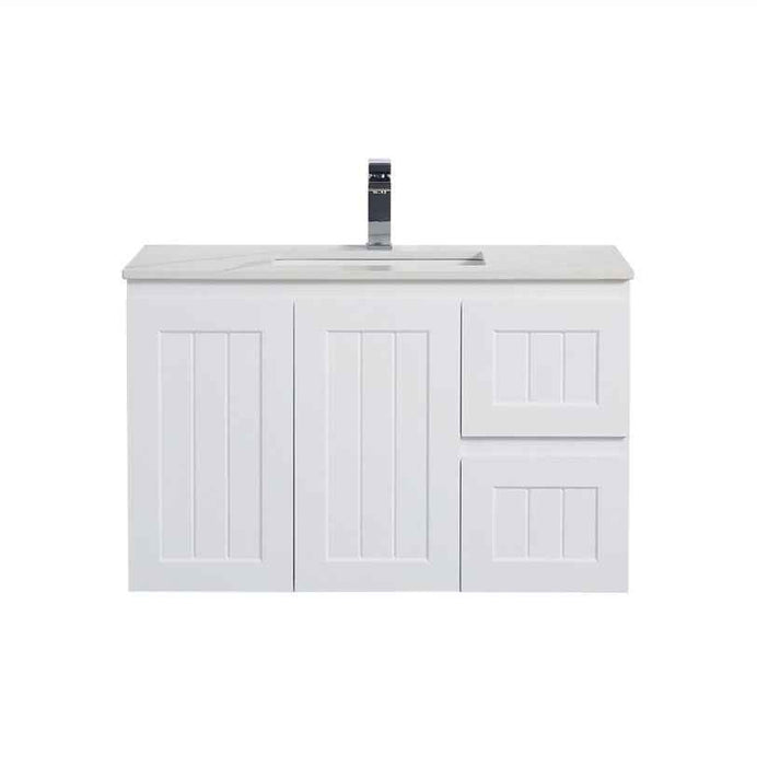 600-1500*460*580mm Lukka Archill Federation Matt White PVC Fluted Wall Hung Vanity