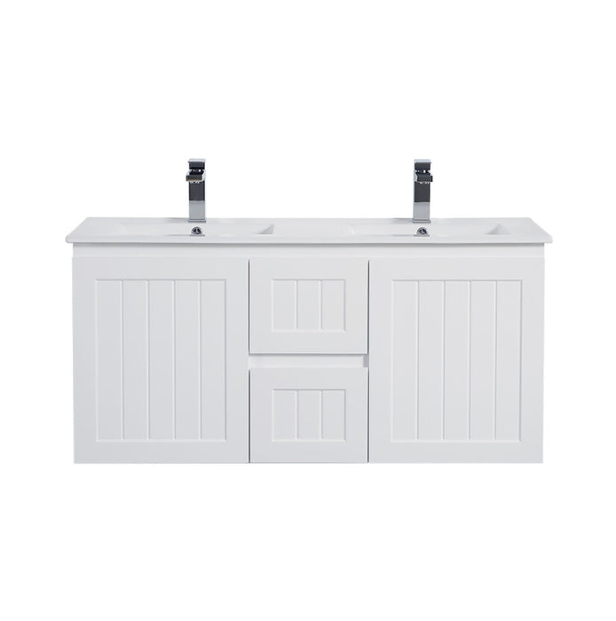 900-1500*460mm Acacia Matte White Bathroom Vanity Wall Hung Left/Right Drawers Cabinet Only and Ceramic/Stone Top Available - HD reno