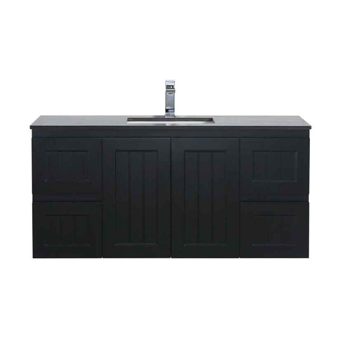 600-1500*460*580mm Lukka Archill Federation Matt Black PVC Fluted Wall Hung Vanity