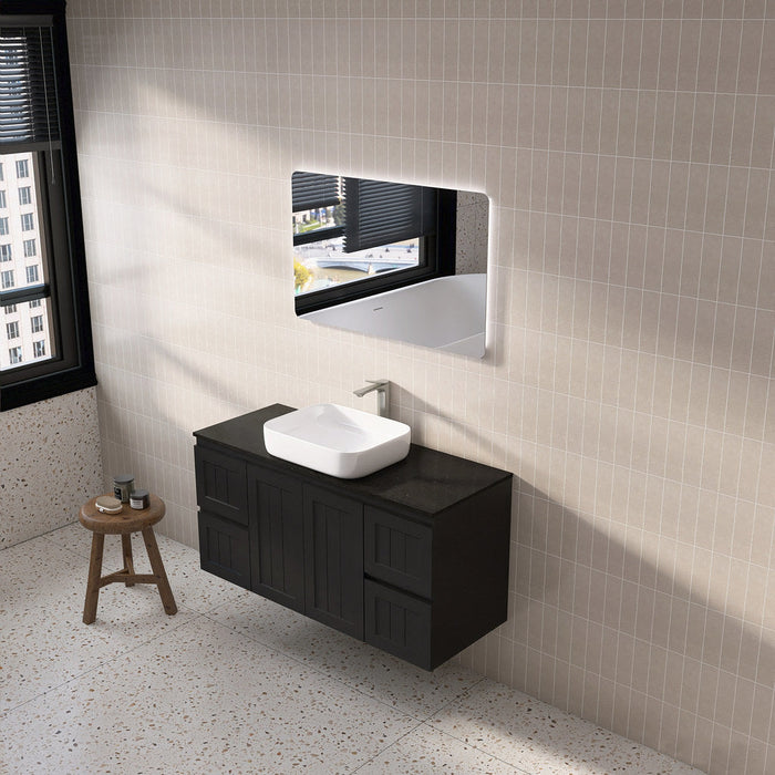 600-1500*460*580mm Lukka Archill Federation Matt Black PVC Fluted Wall Hung Vanity