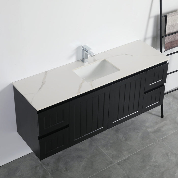 600-1500*460*580mm Lukka Archill Federation Matt Black PVC Fluted Wall Hung Vanity