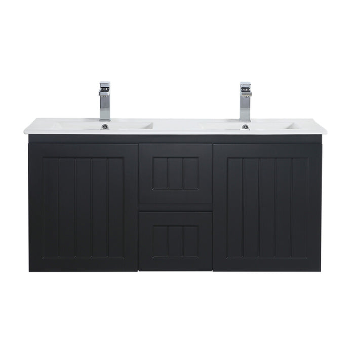 900-1500*460mm Acacia Matte Black Bathroom Vanity Wall Hung Left/Right Drawers Cabinet Only and Ceramic/Stone Top Available - HD reno