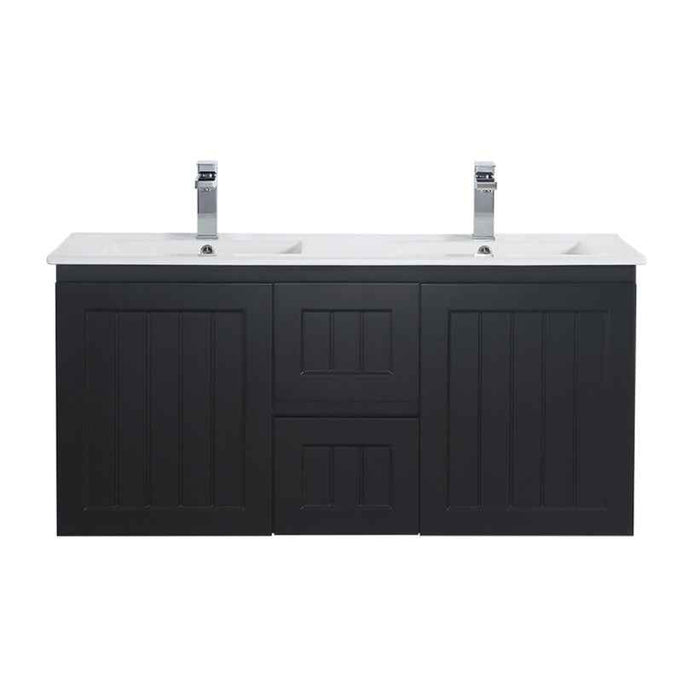600-1500*460*580mm Lukka Archill Federation Matt Black PVC Fluted Wall Hung Vanity