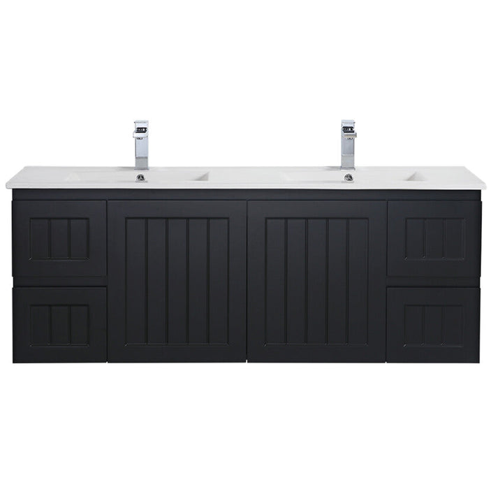600-1500*460*580mm Lukka Archill Federation Matt Black PVC Fluted Wall Hung Vanity
