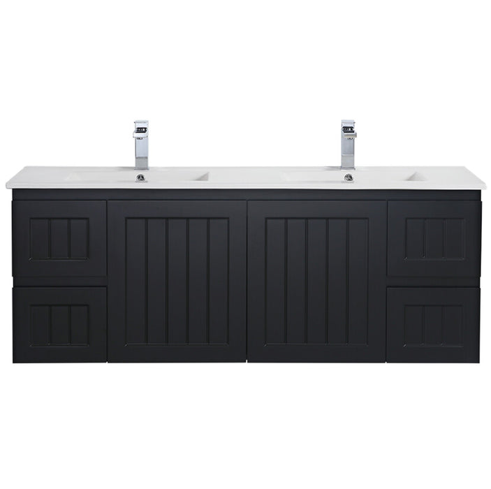 900-1500*460mm Acacia Matte Black Bathroom Vanity Wall Hung Left/Right Drawers Cabinet Only and Ceramic/Stone Top Available - HD reno