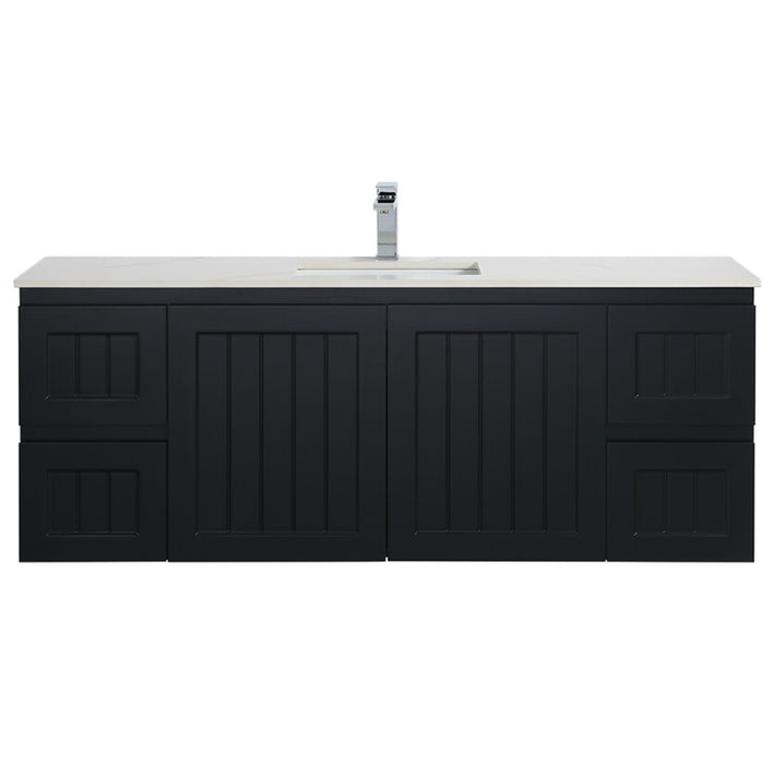 900-1500*460mm Acacia Matte Black Bathroom Vanity Wall Hung Left/Right Drawers Cabinet Only and Ceramic/Stone Top Available - HD reno