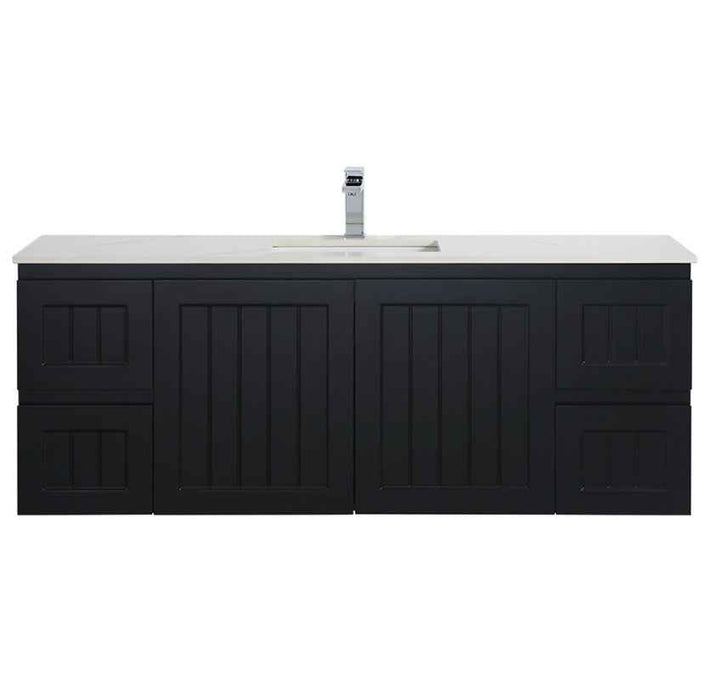 600-1500*460*580mm Lukka Archill Federation Matt Black PVC Fluted Wall Hung Vanity