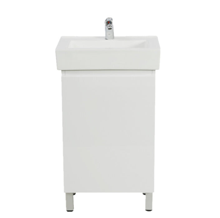500*325*850mm Bathroom Vanity Mini White Polyurethane MDF Freestanding With Ceramic Top