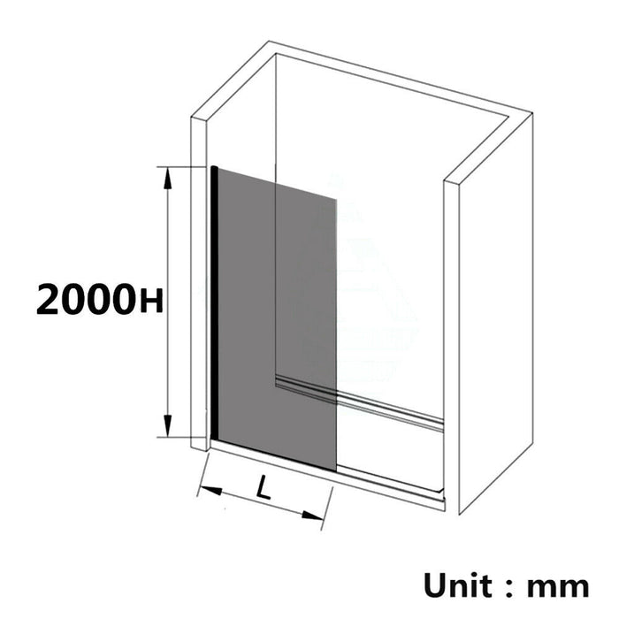 900-1200mm 10mm Toughened Dark Glass Fixed Panel with Wall Channel Shower Screens - HD reno