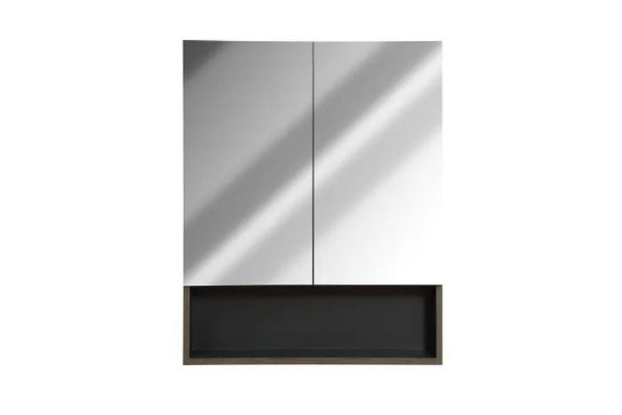 600-1200*800*150mm Inspire Amazon Grey MDF Board Glass Copper-Free Pencil Edge Rectangle Shaving Cabinet With Shelf