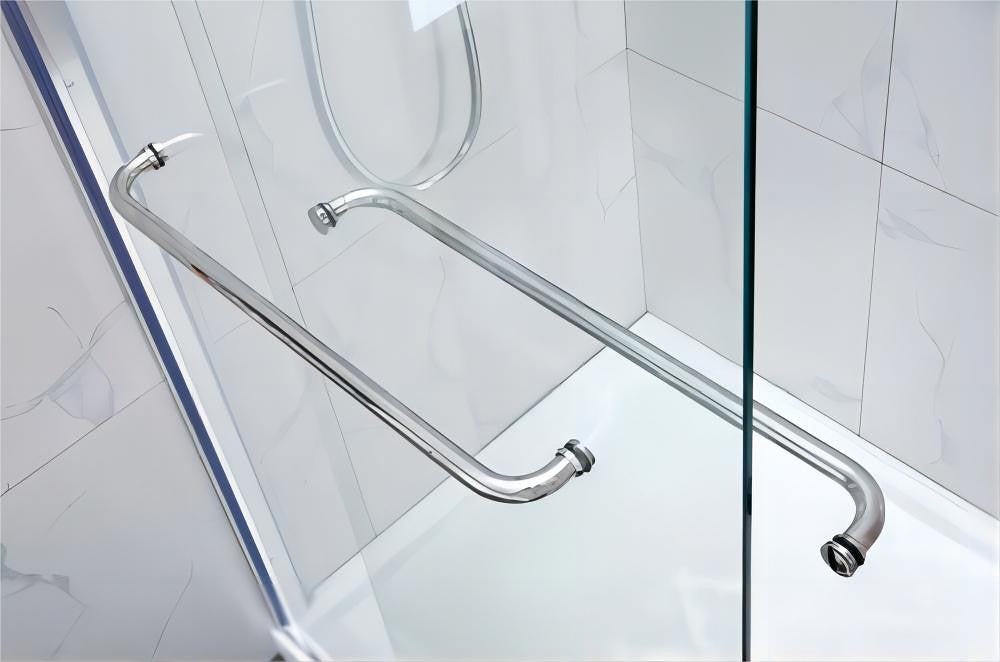 1180-1650x2000mm Wall to Wall Sliding Frameless Chrome Rail 10mm Glass SS304 With Towel BarBar Shower Screens