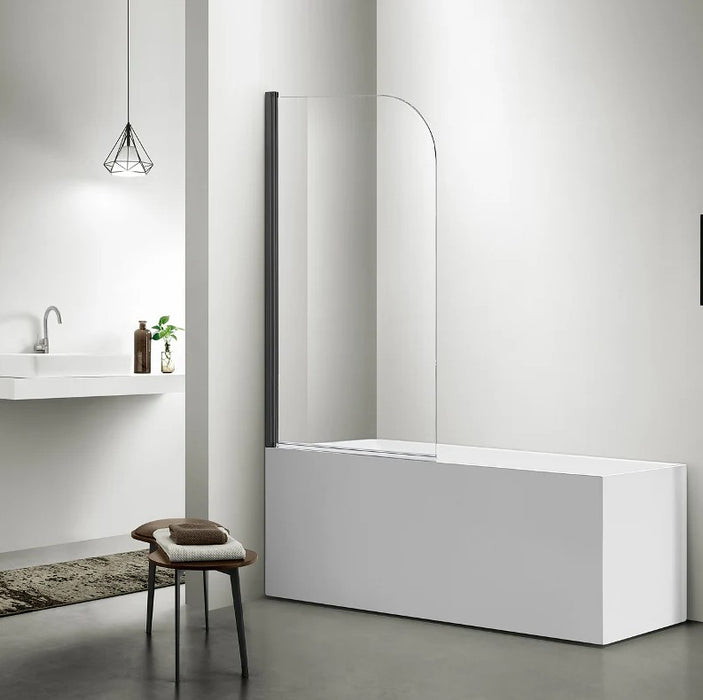 750/900x1500mm Over Bathtub Chrome/Matt Black Hardware 6mm Glass Swing Panel Shower Screens - HD reno