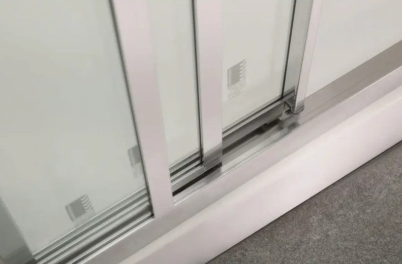 840-1210mm 6mm Tempered Glass L Shape 3 Panels Sliding Door Chrome Framed Shower Screens - HD reno
