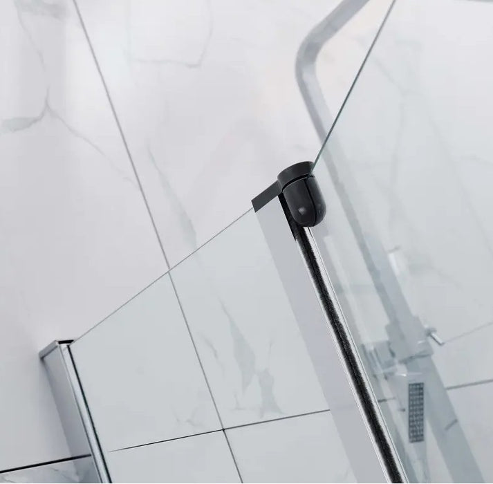 1000/1200x1500mm Covey Fixed and Swing Over Bathtub 6mm Tempered Glass Chrome / Black Shower Screens - HD reno