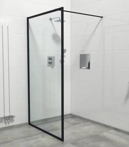 900-1200x2000mm Covey 6mm Thickness Glass Black Framed Walk-in Single Door Panel Shower Screens