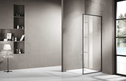 900-1200x2100mm 10mm Tempered Black Fully Framed Single Door Fixed Panel Walk-in Glass Shower Screens - HD reno