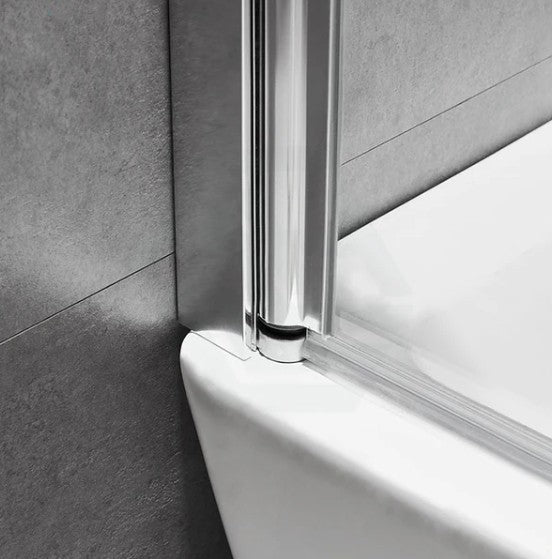 750/900x1500mm Over Bathtub Chrome/Matt Black Hardware 6mm Glass Swing Panel Shower Screens - HD reno