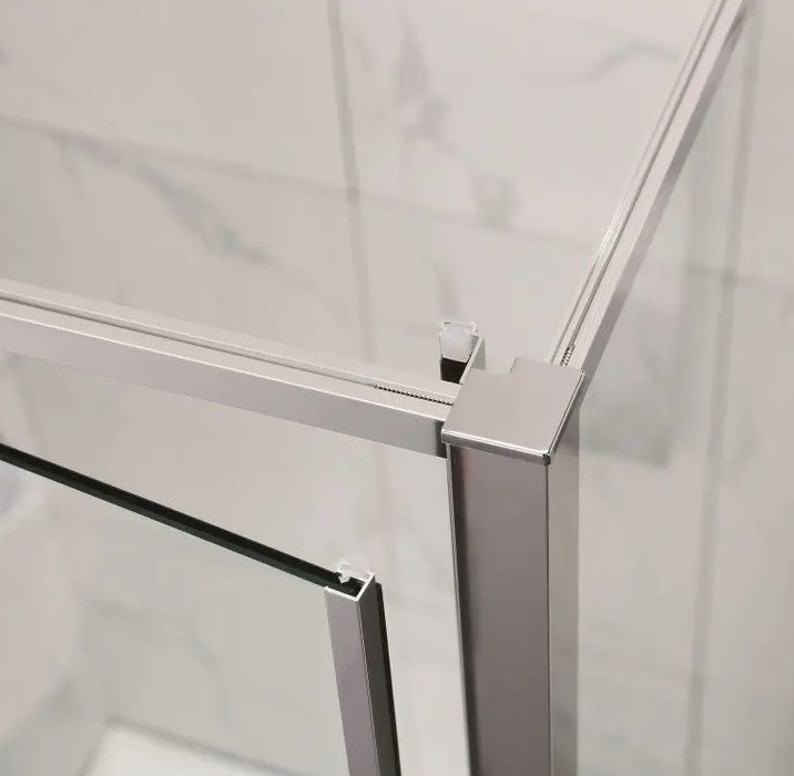 700-1470x2000mm Semi-frameless L Shape Pivot Door with Return Panel Chrome/Black Fittings 6mm Glass Shower Screens - HD reno
