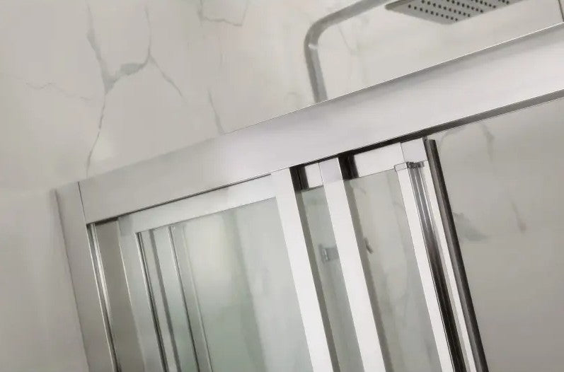 840-1210mm 6mm Tempered Glass L Shape 3 Panels Sliding Door Chrome Framed Shower Screens - HD reno