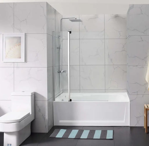 1000/1200x1500mm Covey Fixed and Swing Over Bathtub 6mm Tempered Glass Chrome / Black Shower Screens - HD reno