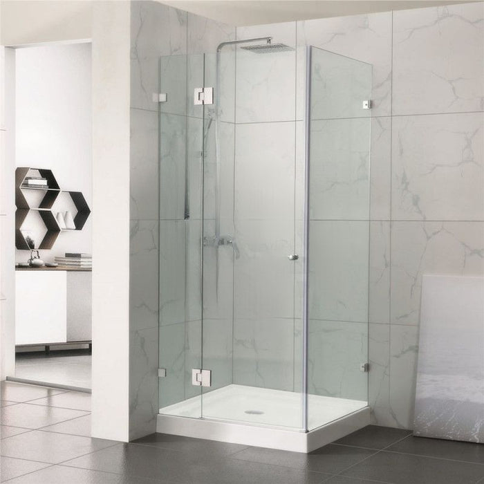 800-1200mm 10mm Glass Square Pivot Door With Return Panel Chrome Frameless 2000mm Height Shower Screens - HD reno