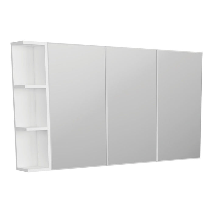1200*720*150mm Fienza Gloss White E1 MDF Board Copper-free Glass Rectangle Pencil/Bevel Edge Shaving Cabinet With Shelf