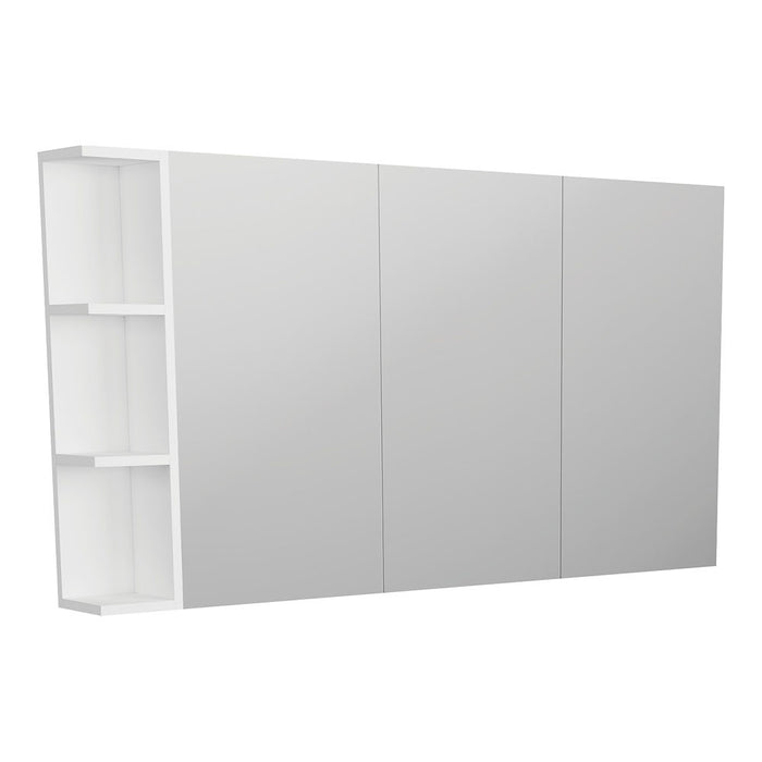 1200*720*150mm Fienza Gloss White E1 MDF Board Copper-free Glass Rectangle Pencil/Bevel Edge Shaving Cabinet With Shelf