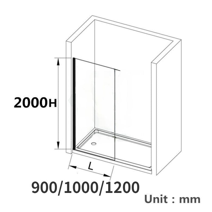 900-1200mm 10mm Glass Frameless Single Door Fixed Panel Chrome Channel Shower Screens - HD reno