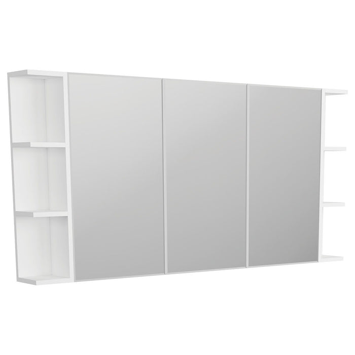 1200*720*150mm Fienza Gloss White E1 MDF Board Copper-free Glass Rectangle Pencil/Bevel Edge Shaving Cabinet With Shelf