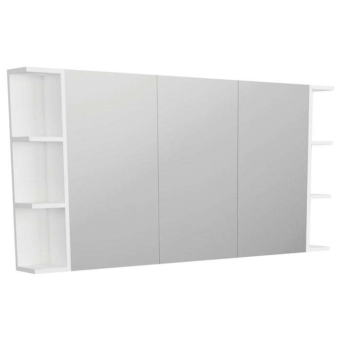 1200*720*150mm Fienza Gloss White E1 MDF Board Copper-free Glass Rectangle Pencil/Bevel Edge Shaving Cabinet With Shelf