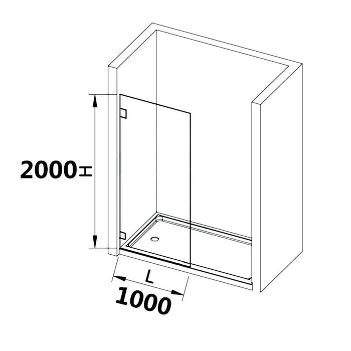200-1200mm 10mm Toughened  Black/Gun Metal  Frameless Single Door Fixed Panel Shower Screens - HD reno