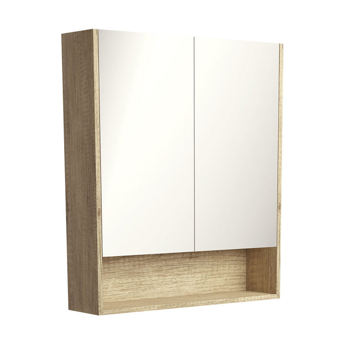750-1200*850*180mm Fienza Scandi Oak E1 MDF Board Copper-free Glass Rectangle Pencil Edge Shaving Cabinet With Shelf