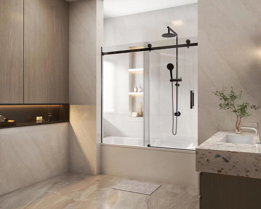 1450-1800*1600mm Frameless Sliding Door Over Bathtub Shower Screens - HD reno