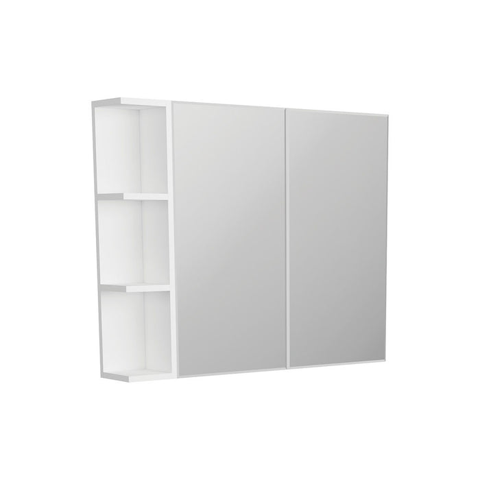 750*720*150mm Fienza Gloss White E1 MDF Board Copper-free Glass Rectangle Pencil/Bevel Edge Shaving Cabinet With Shelf