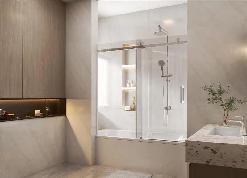 1450-1800*1600mm Frameless Sliding Door Over Bathtub Shower Screens - HD reno
