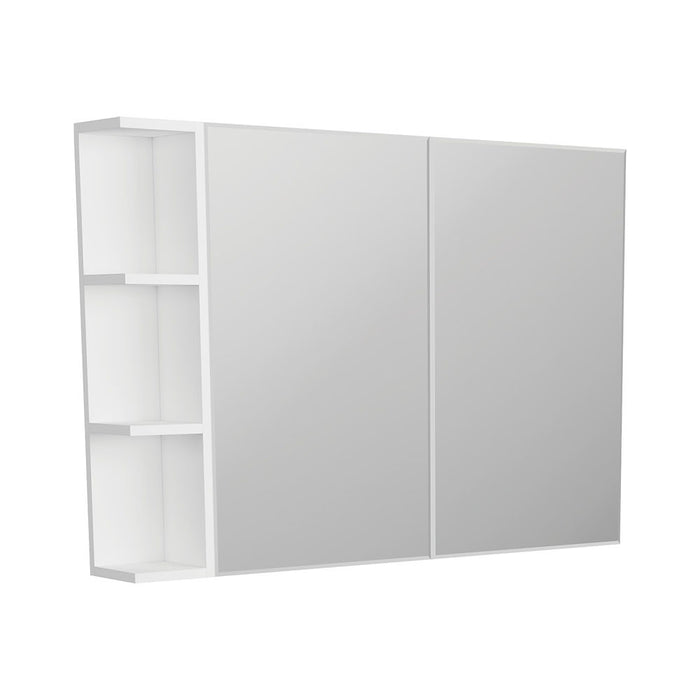 900*720*150mm Fienza Gloss White E1 MDF Board Copper-free Glass Rectangle Pencil/Bevel Edge Shaving Cabinet With Shelf