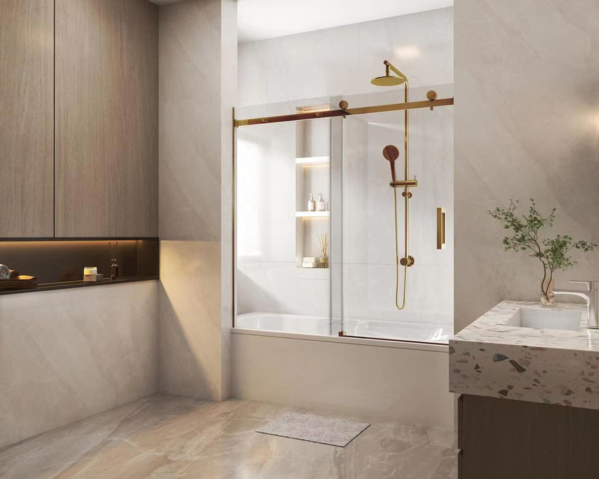 1450-1800*1600mm Frameless Sliding Door Over Bathtub Shower Screens - HD reno