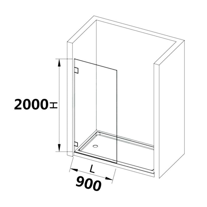 200-1200mm 10mm Toughened  Black/Gun Metal  Frameless Single Door Fixed Panel Shower Screens - HD reno