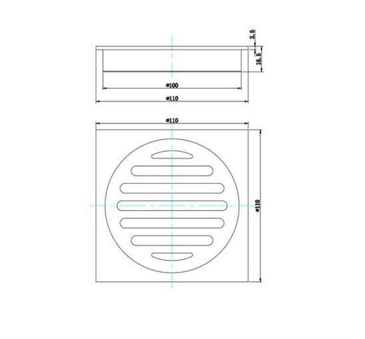 100mm BK WAHLEN 10 (TRADE) ECKIG Chrome/Matt Black/Brushed Nickel/Brushed Bronze/Brushed Gold Brass Square Floor Wastes