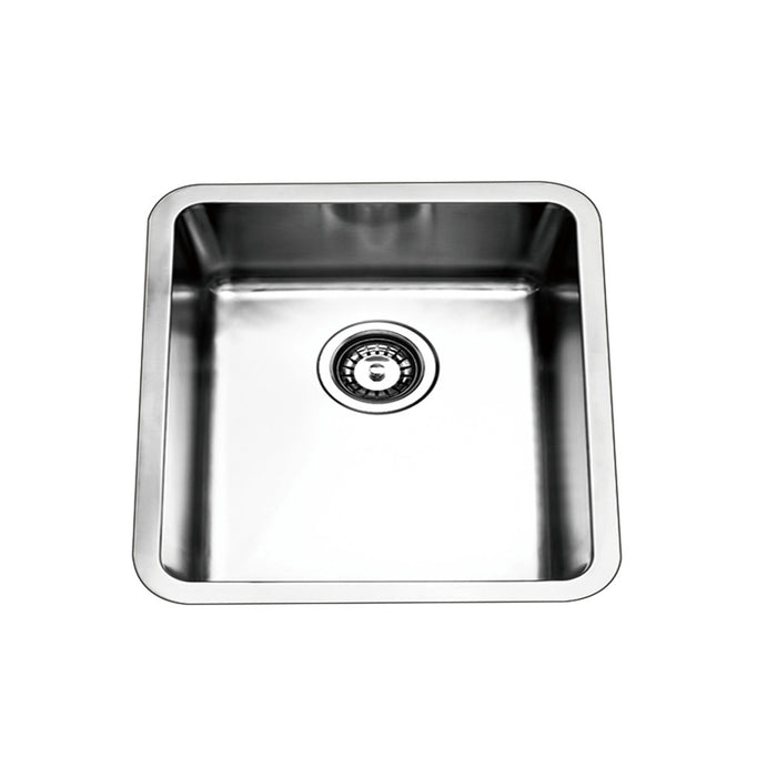 440*440*200mm BK Traditionell 304 Stainless Steel Chrome Square Top Mount / Under Mount Single Bowl Laundry Kitchen Sink - HD reno