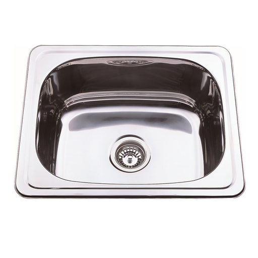 555*455*520mm BK Traditionell 35L 304 Stainless Steel Chrome Square Top Mount Single Bowl Laundry Kitchen Sink - HD reno