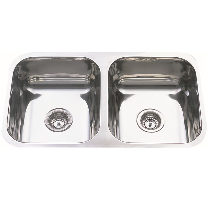 780*480*170mm BK Traditionell 304 Stainless Steel Chrome Square Top Mount Double Bowls Laundry Kitchen Sink - HD reno