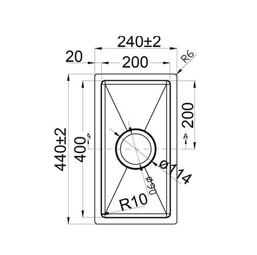 240*440*230mm BK Arcko LUX Stainless Steel Chrome Square Top Mount / Under Mount 304 Single Bowl Laundry Kitchen Sink - HD reno