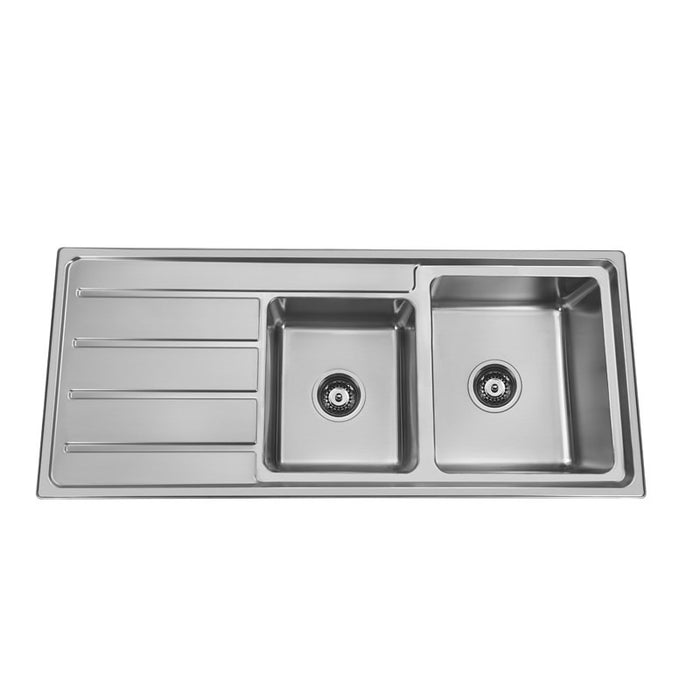1160*500*200mm BK Traditionell 304 Stainless Steel Square Top Mount 1 and 3/4 Bowl Wirh Drainer Laundry Kitchen Sink