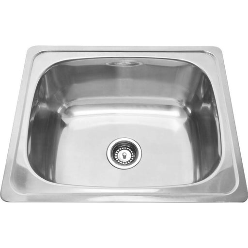 610*500*200mm BK Traditionell 45L 304 Stainless Steel Chrome Square Top Mount Single Bowl Laundry Kitchen Sink - HD reno